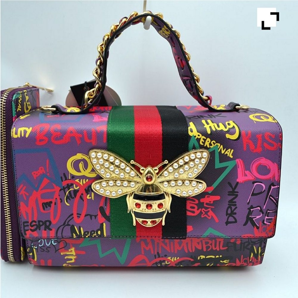 Graffiti Queen Bee Handbag w/ Wallet